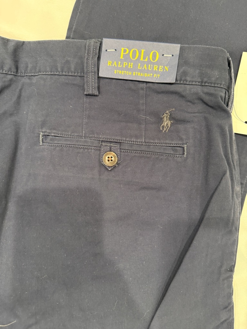 NWT Polo by Ralph Lauren Men's Stretch Straight Dark Navy Chino Pants—40x32 - Picture 8 of 10
